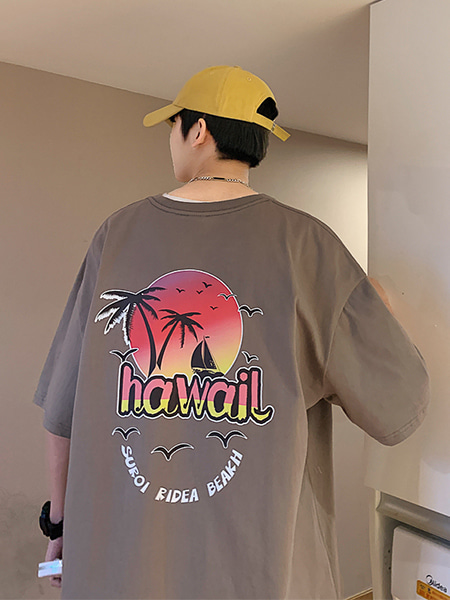 ♡[당일배송]하와이 오버핏 반팔티 - 99스트릿